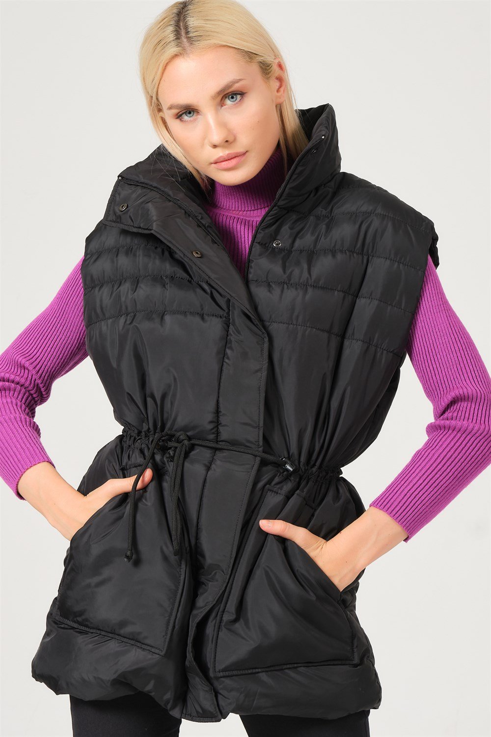 Z6747 DEWBERRY BAYAN YELEK-SİYAH