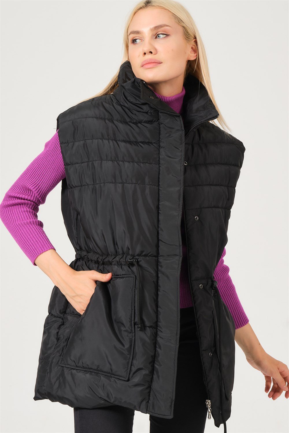 Z6747 DEWBERRY BAYAN YELEK-SİYAH