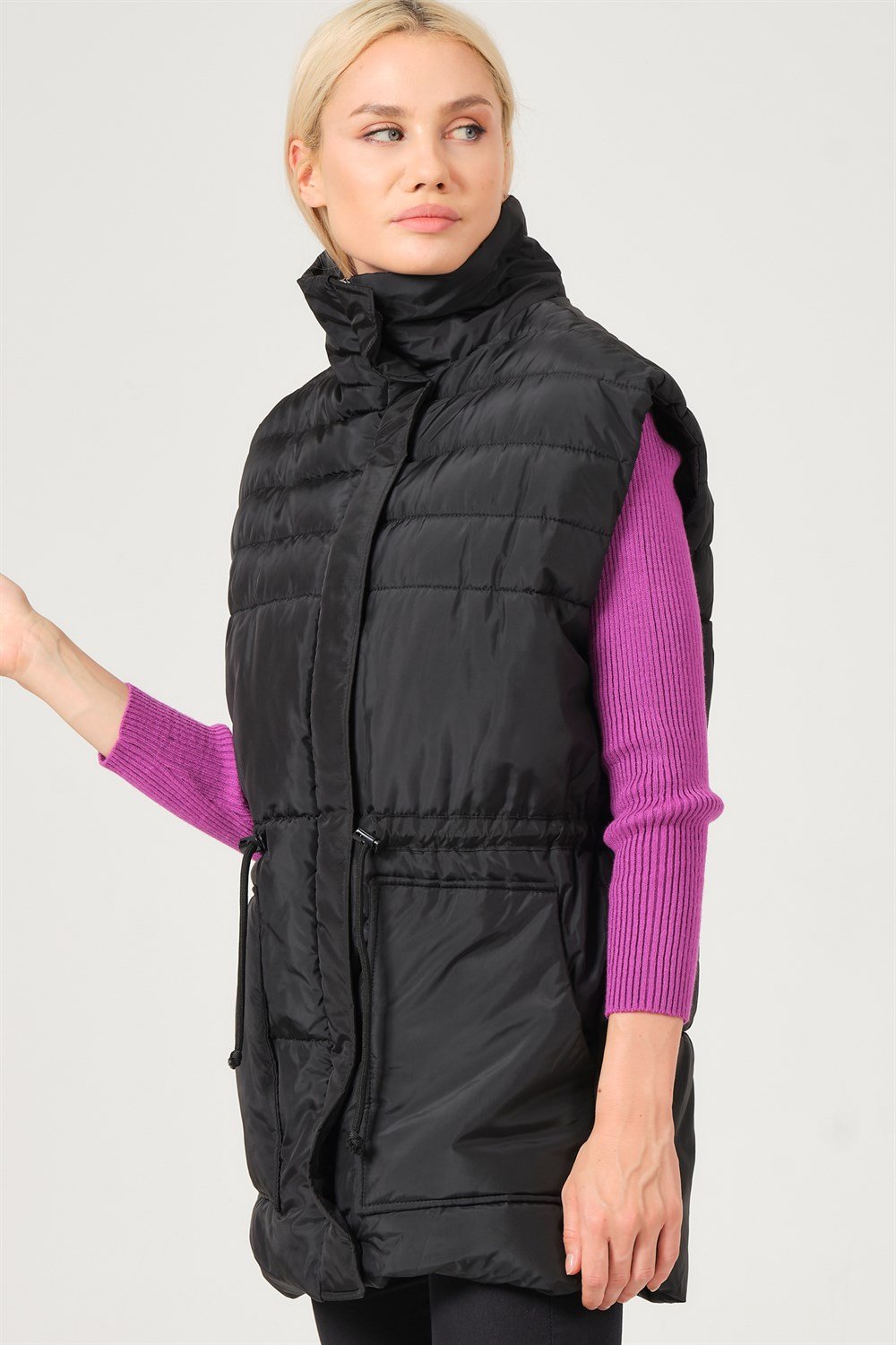 Z6747 DEWBERRY BAYAN YELEK-SİYAH