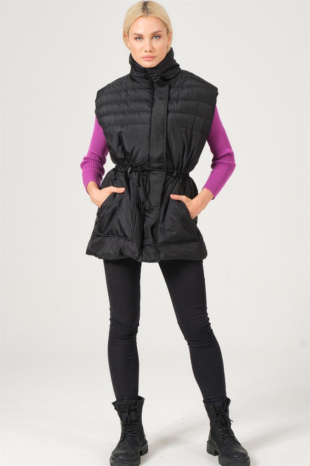 Z6747 DEWBERRY BAYAN YELEK-SİYAH