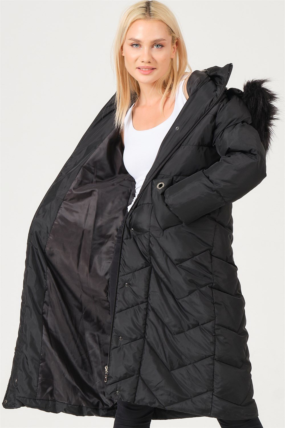 Z6751 DEWBERRY BAYAN KABAN-SİYAH