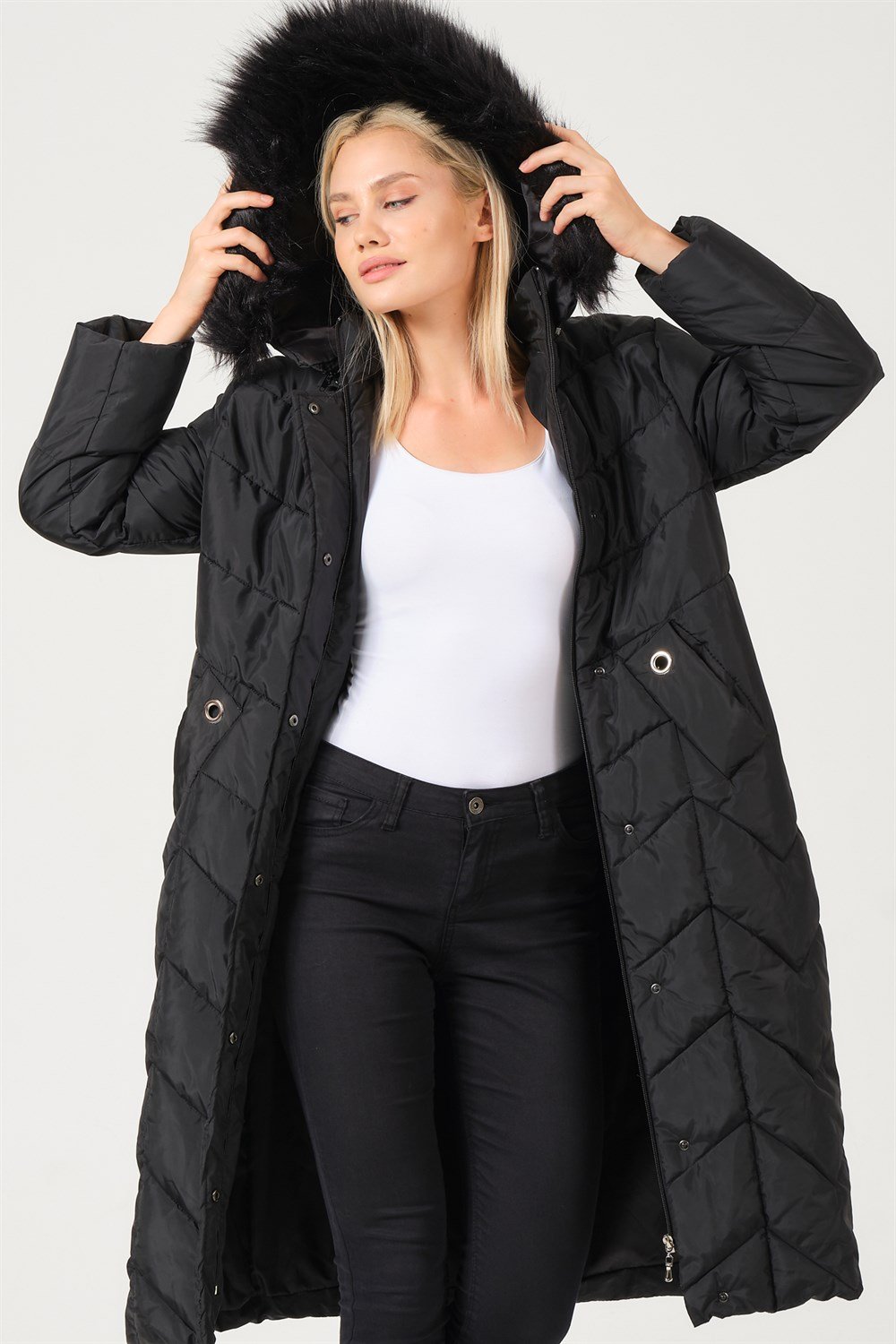 Z6751 DEWBERRY BAYAN KABAN-SİYAH