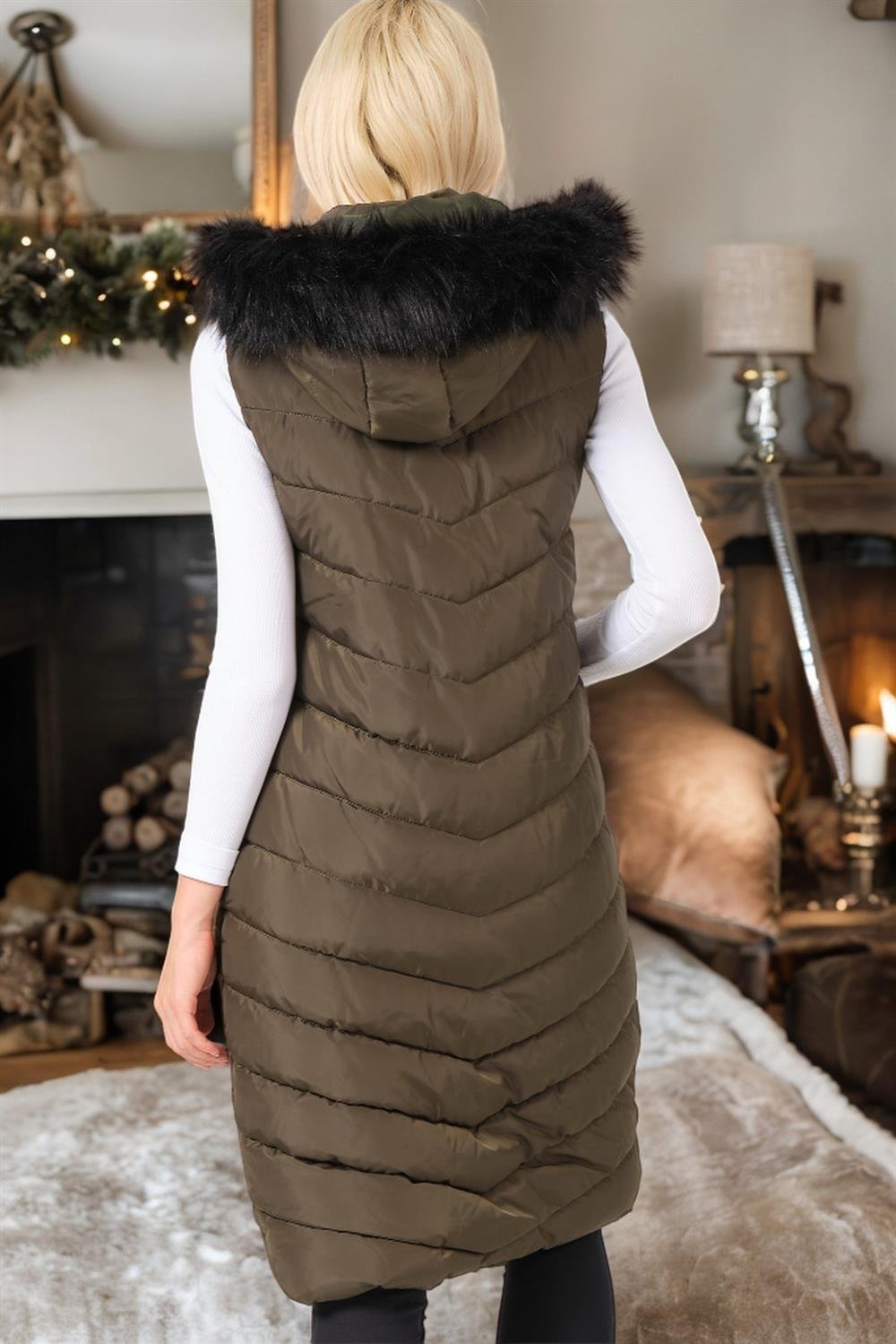 Z6752 DEWBERRY BAYAN YELEK-DÜZ HAKİ