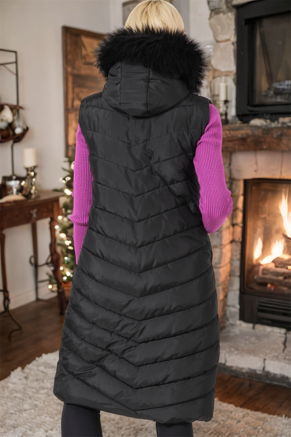 Z6752 DEWBERRY BAYAN YELEK-DÜZ SİYAH