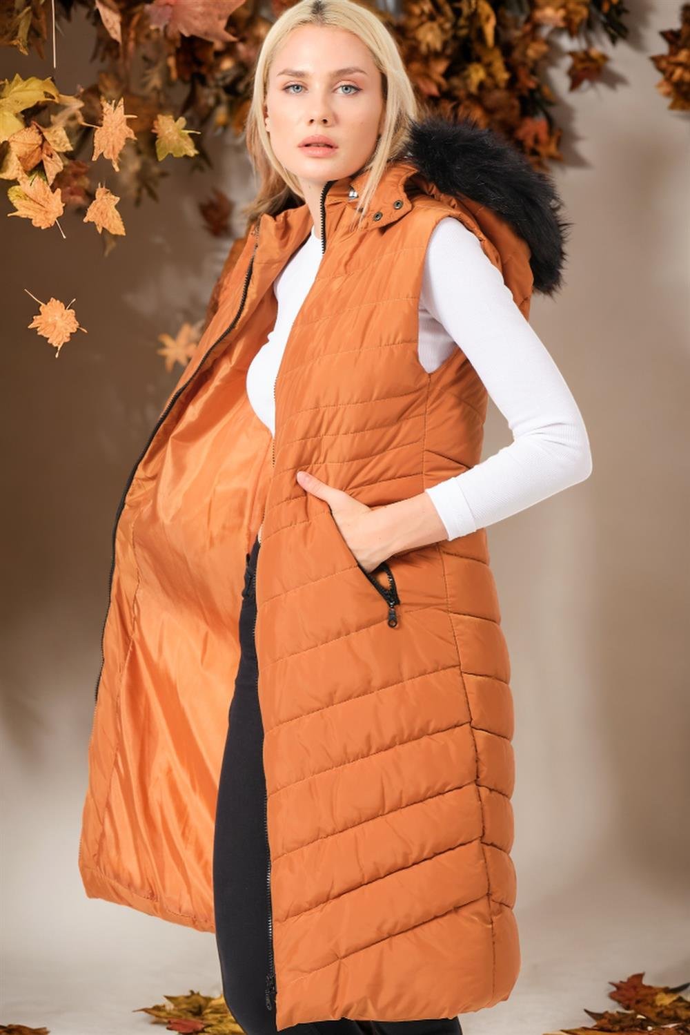 Z6752 DEWBERRY BAYAN YELEK-DÜZ TABA