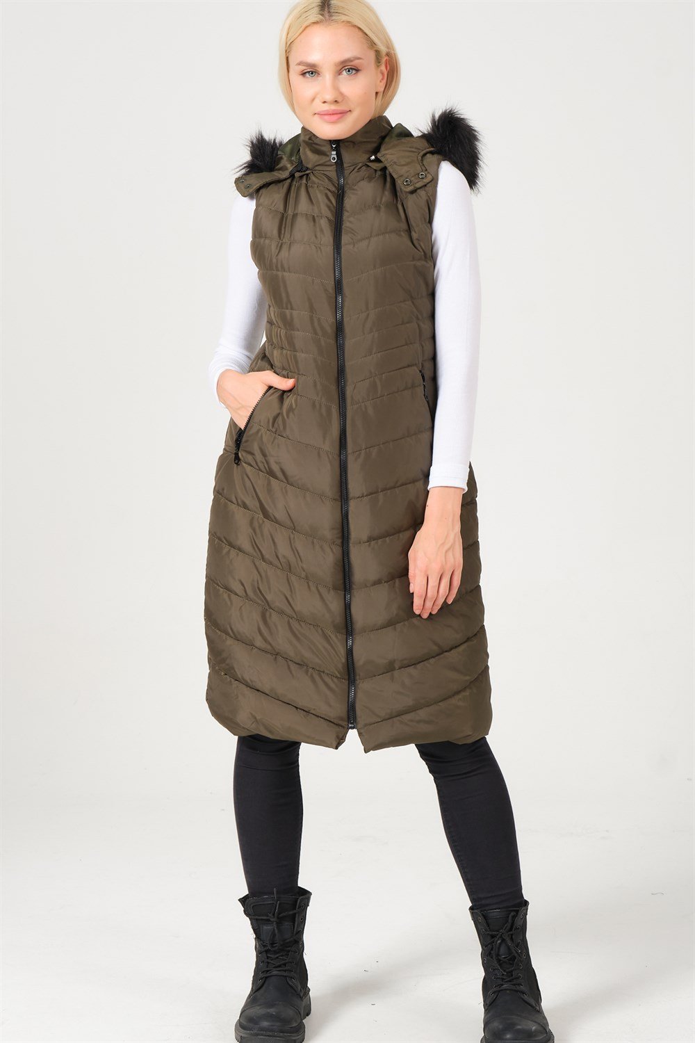 Z6752 DEWBERRY BAYAN YELEK-HAKİ