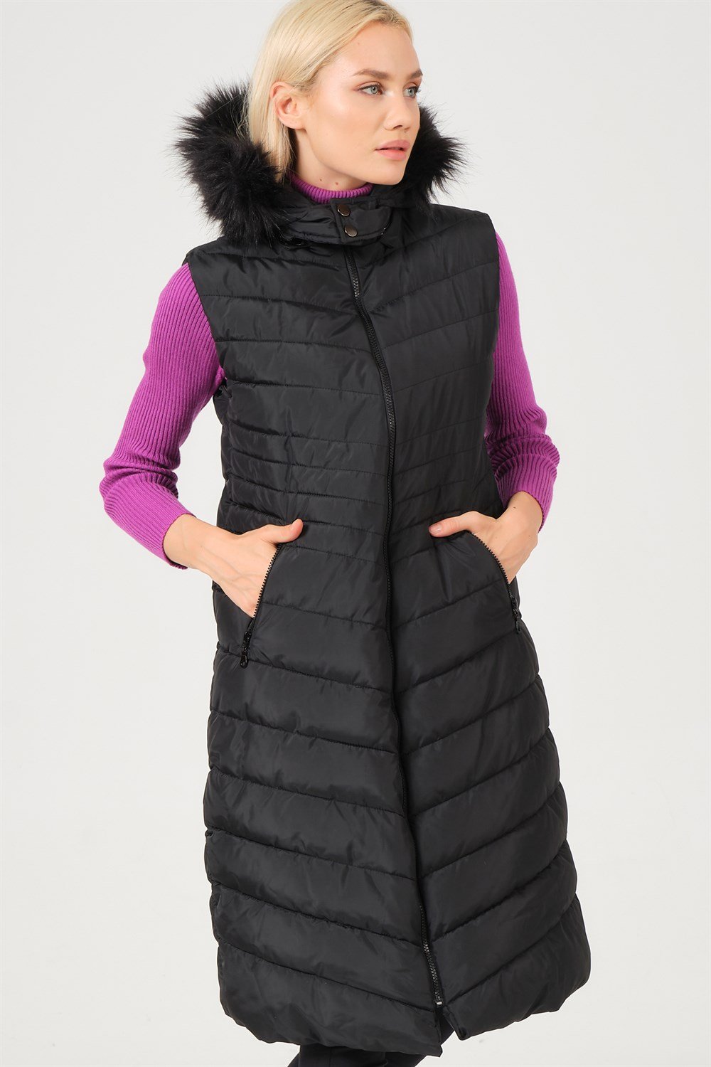 Z6752 DEWBERRY BAYAN YELEK-SİYAH