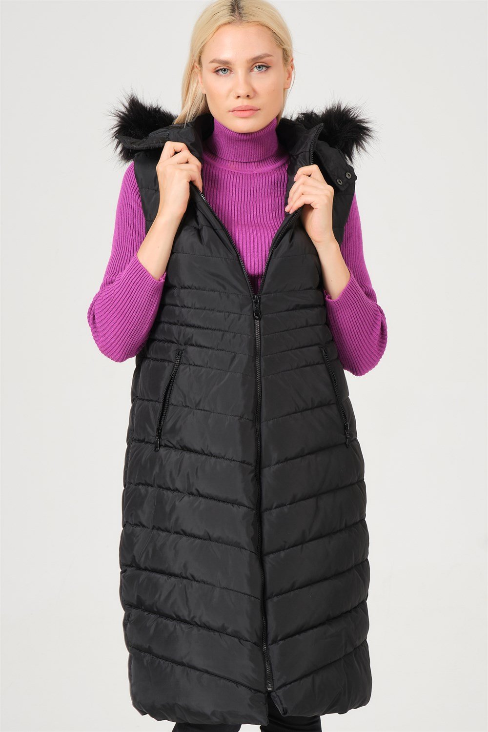 Z6752 DEWBERRY BAYAN YELEK-SİYAH