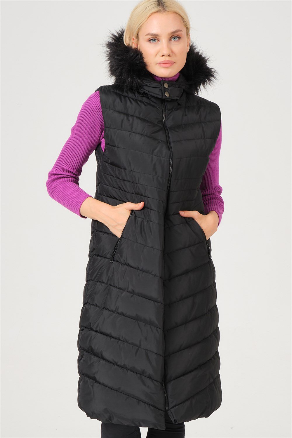 Z6752 DEWBERRY BAYAN YELEK-SİYAH