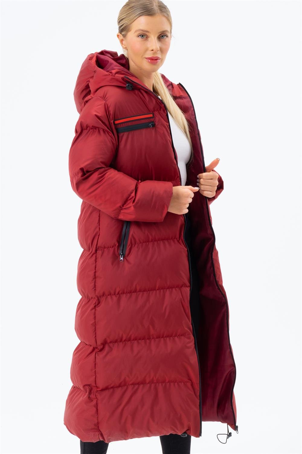 Z6756 DEWBERRY BAYAN ŞİŞME KABAN-BORDO