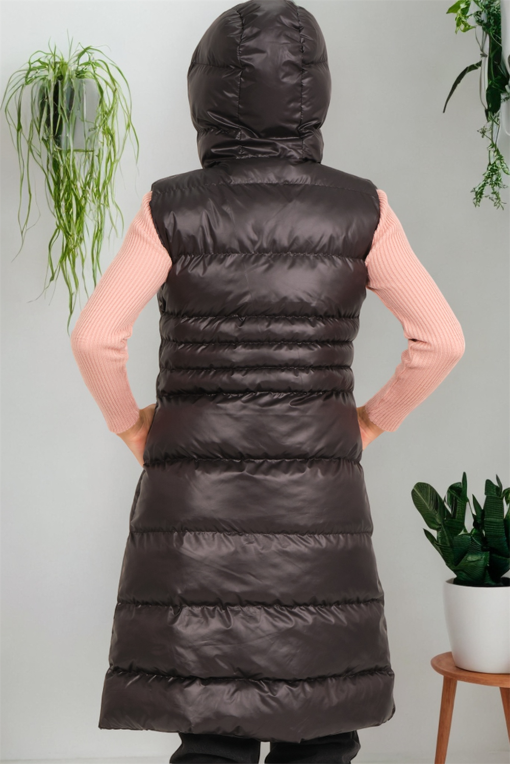 Z6757 DEWBERRY BAYAN YELEK-AÇIK SİYAH