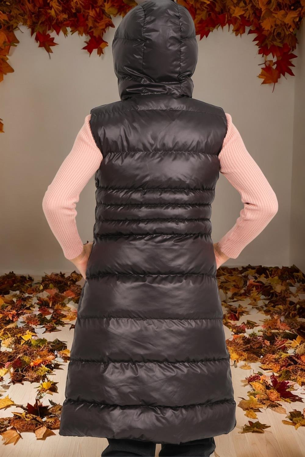 Z6757 DEWBERRY BAYAN YELEK-DÜZ SİYAH