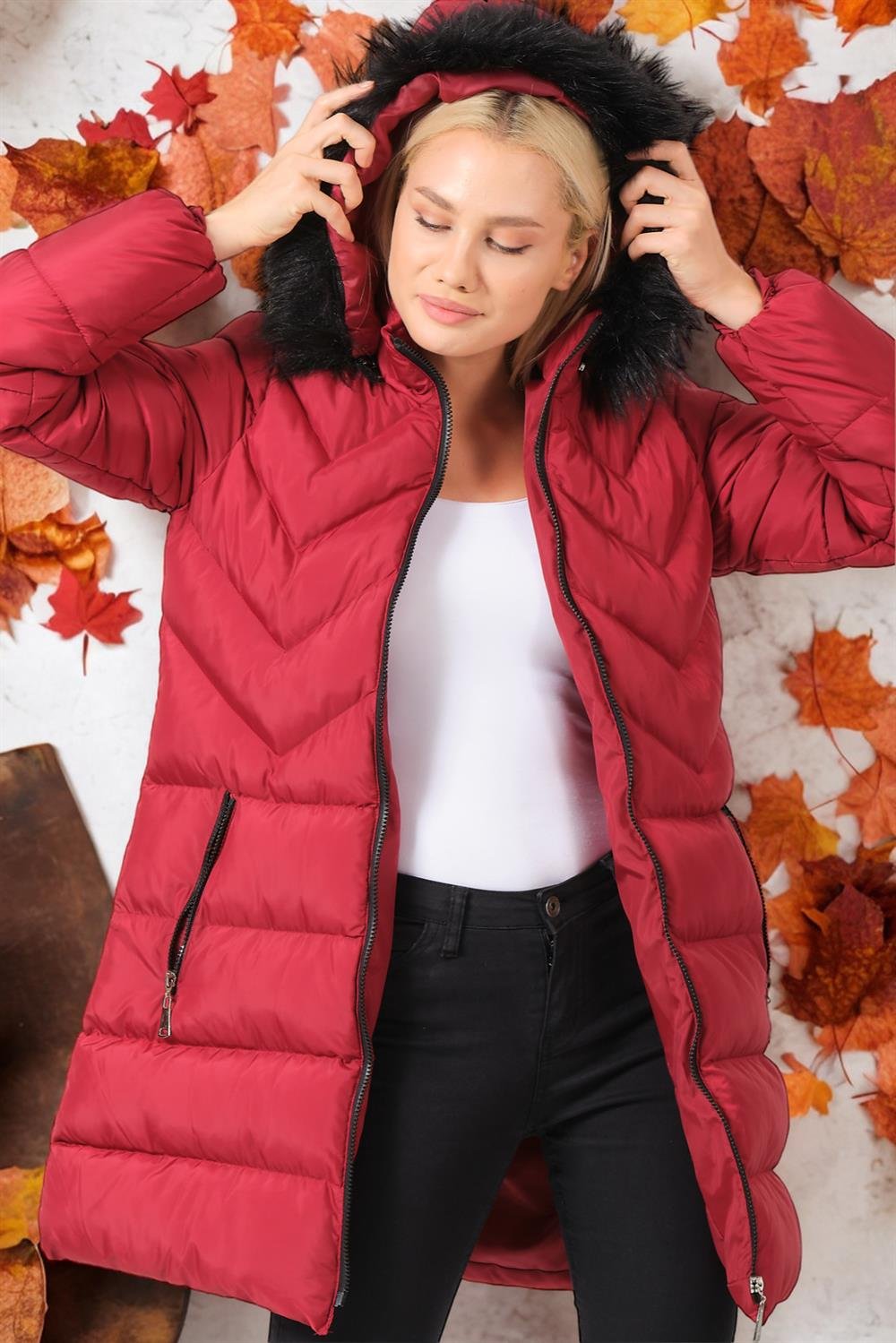 Z6759 DEWBERRY BAYAN KABAN-DÜZ BORDO