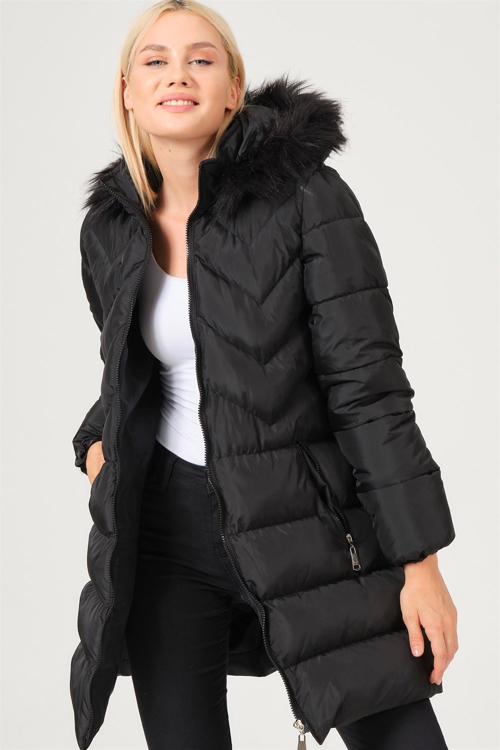 Z6759 DEWBERRY BAYAN KABAN-SİYAH