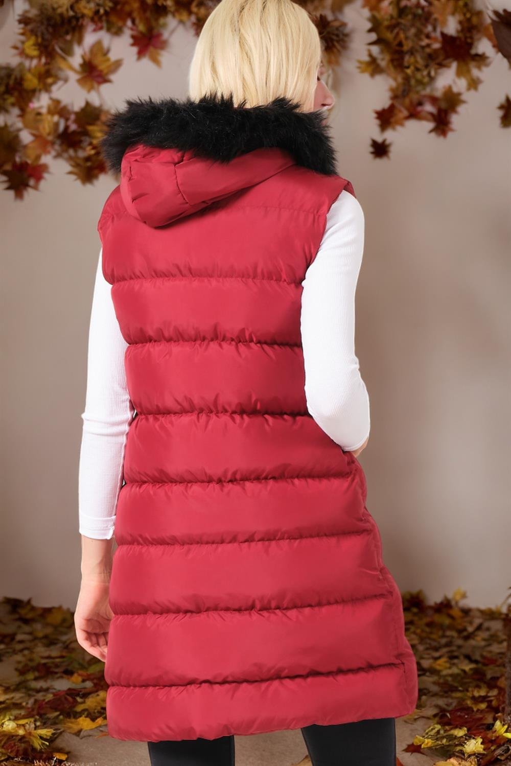 Z6761 DEWBERRY BAYAN YELEK-DÜZ BORDO