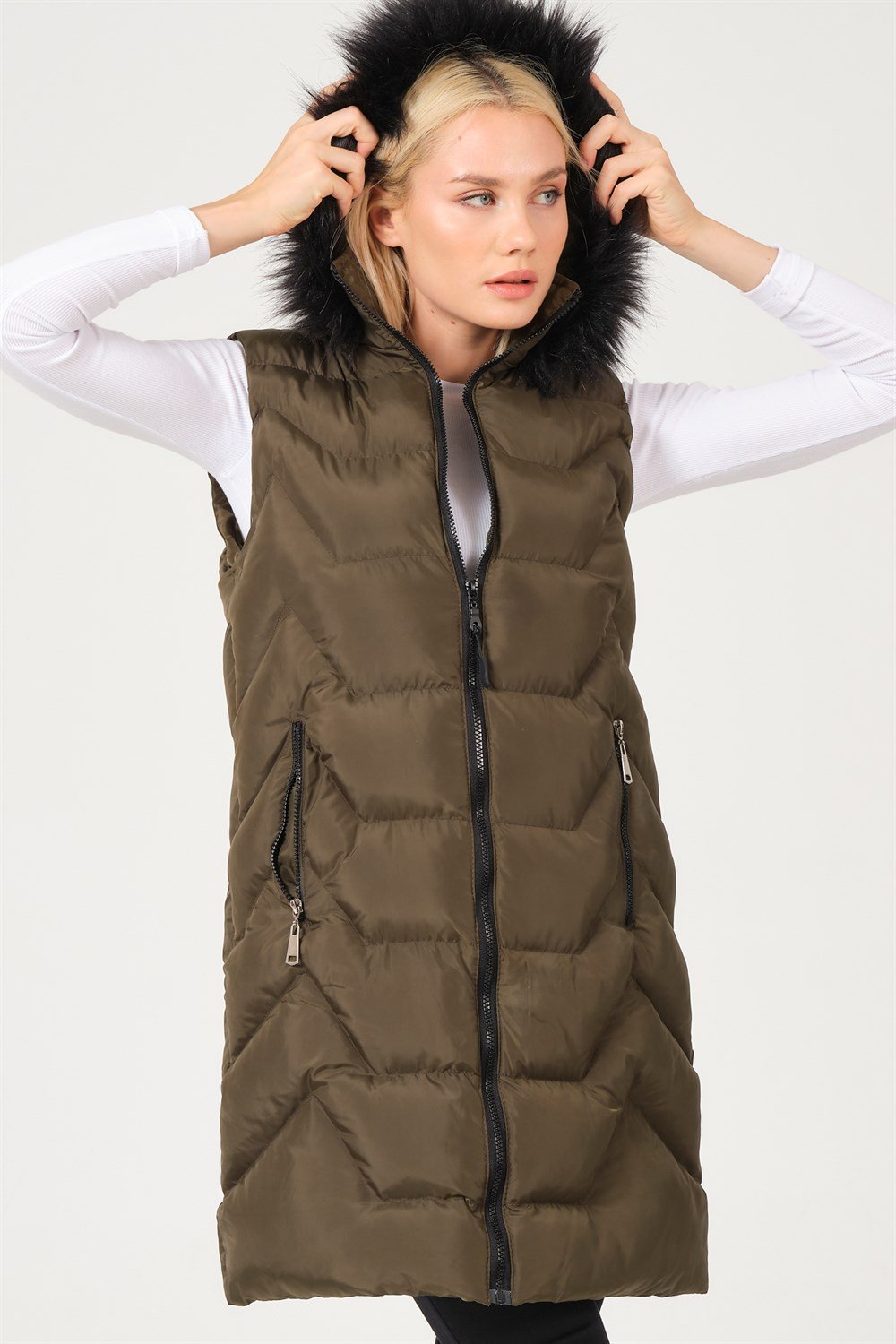 Z6761 DEWBERRY BAYAN YELEK-HAKİ