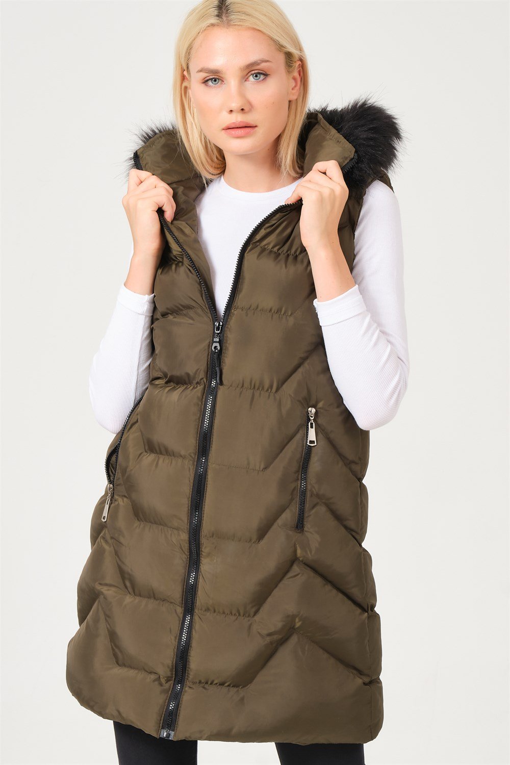 Z6761 DEWBERRY BAYAN YELEK-HAKİ