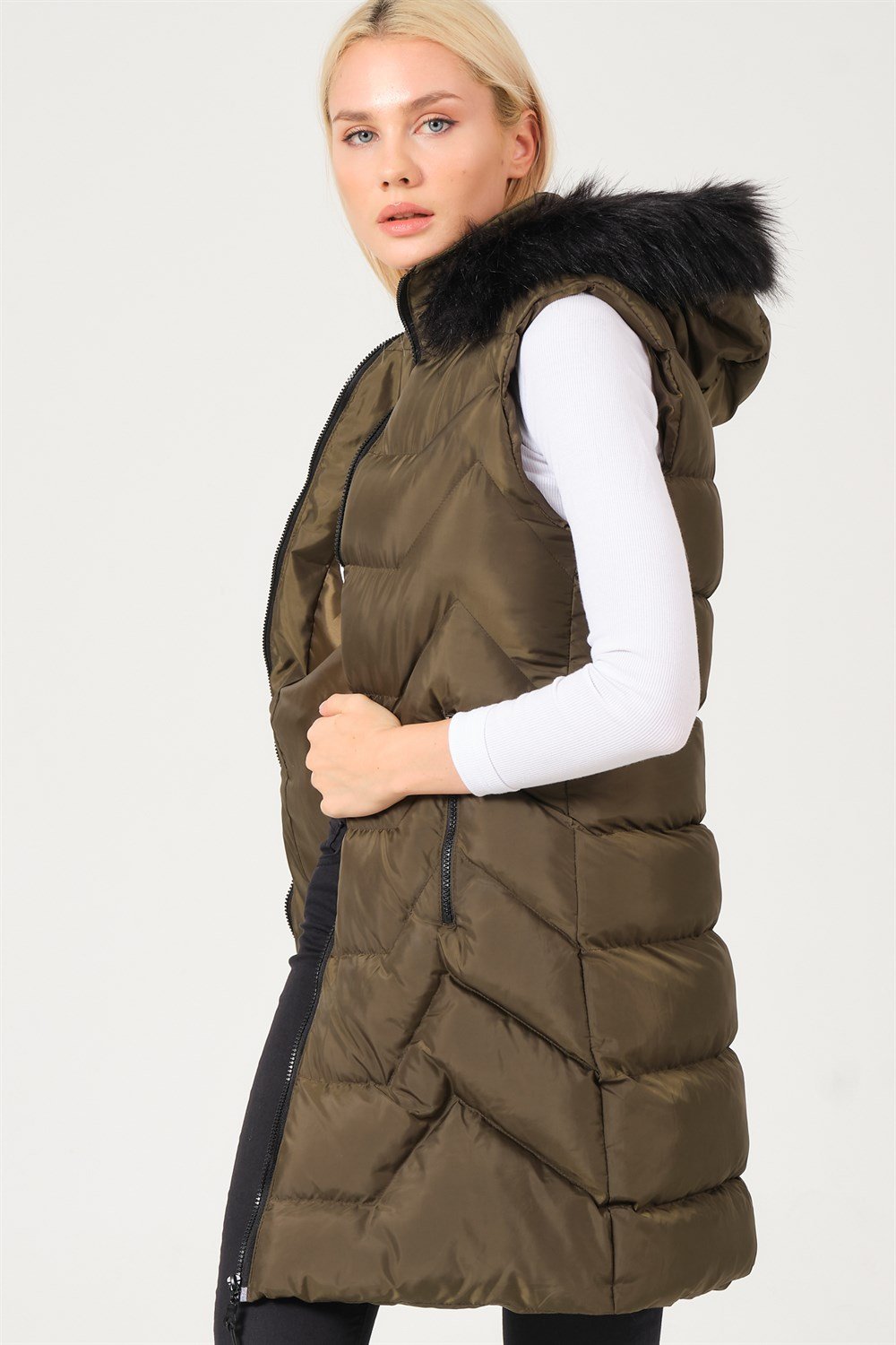 Z6761 DEWBERRY BAYAN YELEK-HAKİ