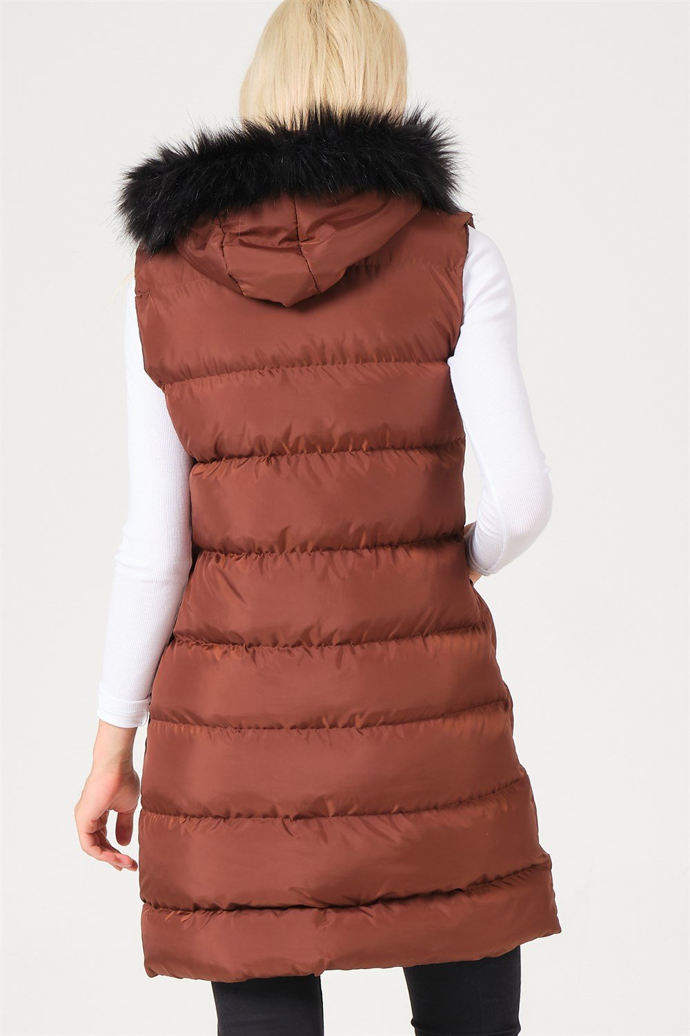 Z6761 DEWBERRY BAYAN YELEK-KAHVE