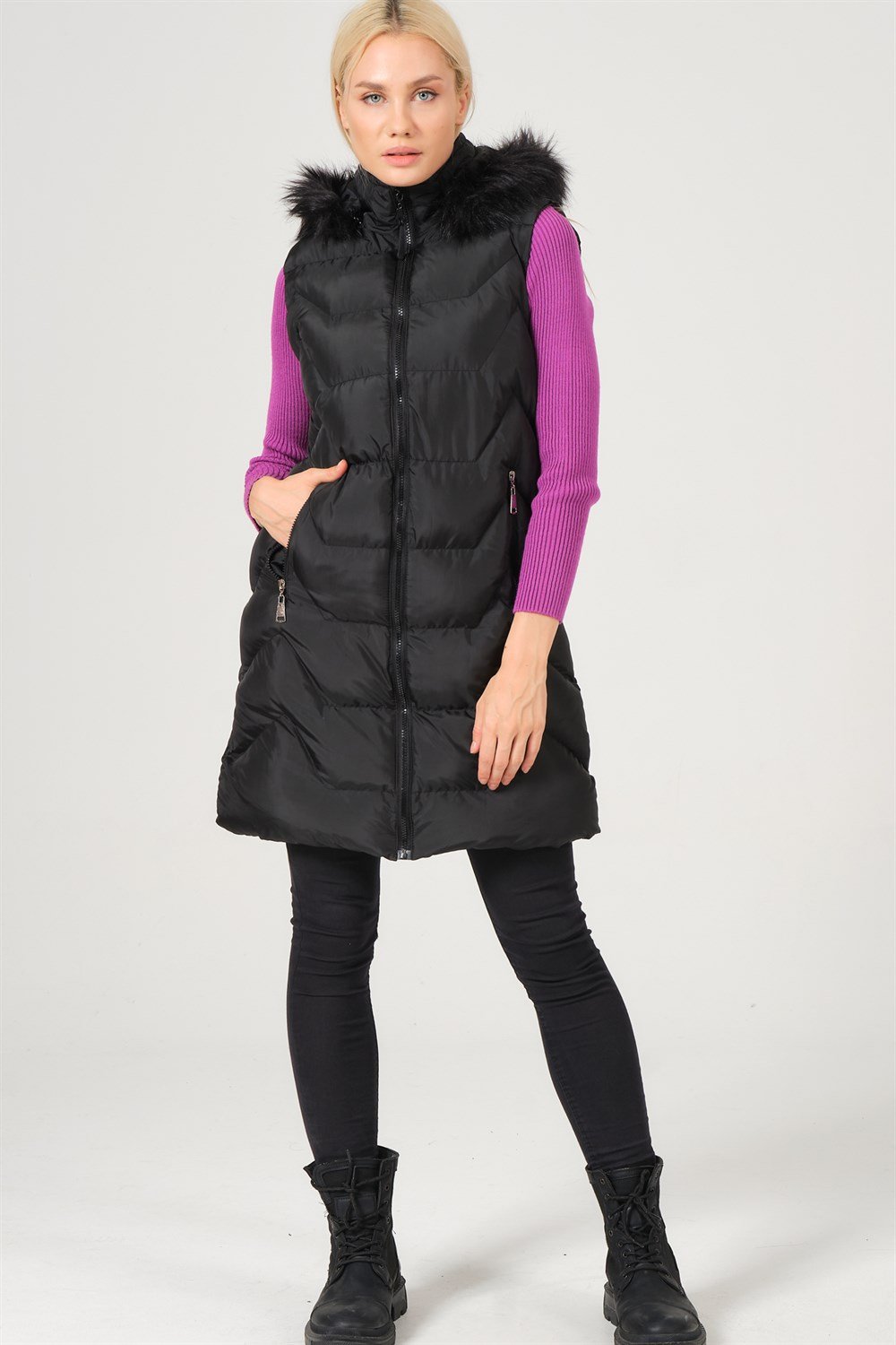 Z6761 DEWBERRY BAYAN YELEK-SİYAH