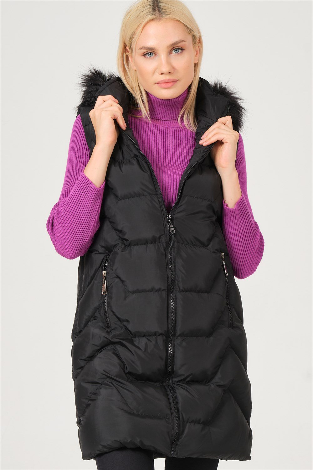 Z6761 DEWBERRY BAYAN YELEK-SİYAH