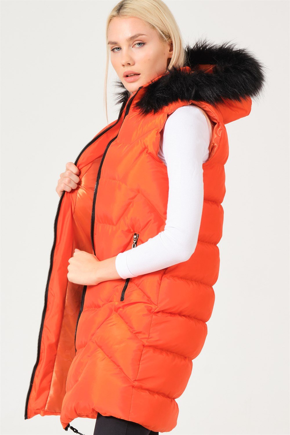 Z6761 DEWBERRY BAYAN YELEK-TURUNCU