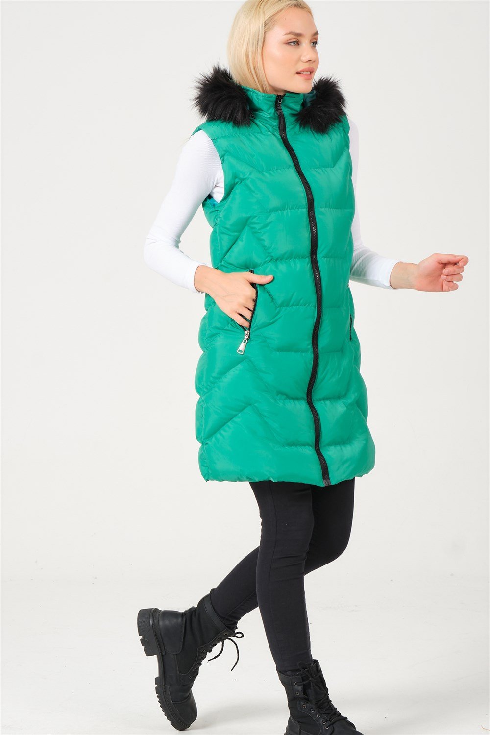 Z6761 DEWBERRY BAYAN YELEK-YEŞİL