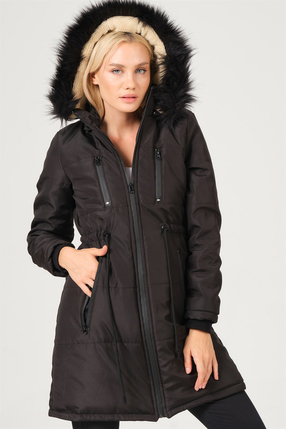 Z6762 DEWBERRY BAYAN KABAN-SİYAH