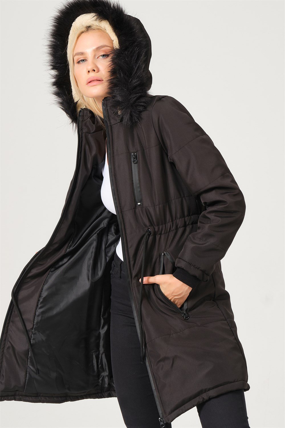 Z6762 DEWBERRY BAYAN KABAN-SİYAH