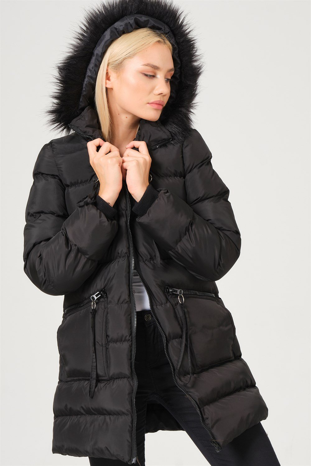 Z6763 DEWBERRY BAYAN KABAN-SİYAH