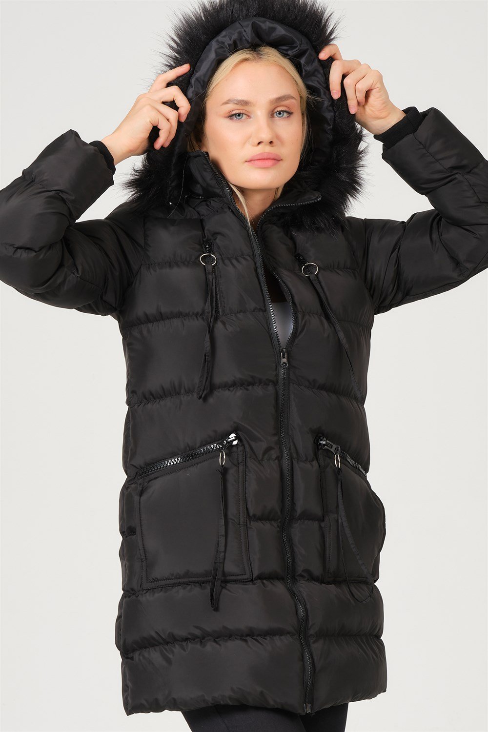 Z6763 DEWBERRY BAYAN KABAN-SİYAH