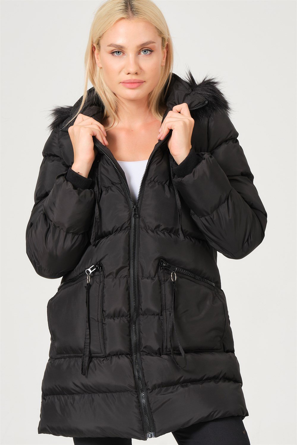 Z6763 DEWBERRY BAYAN KABAN-SİYAH