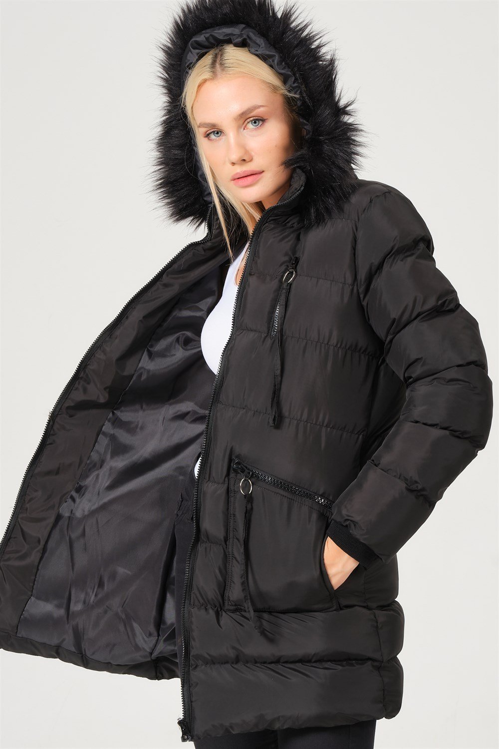Z6763 DEWBERRY BAYAN KABAN-SİYAH