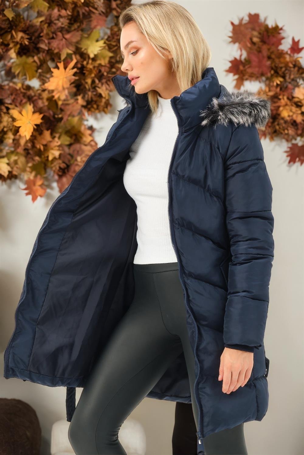 Z6768 DEWBERRY BAYAN KABAN-DÜZ LACİVERT