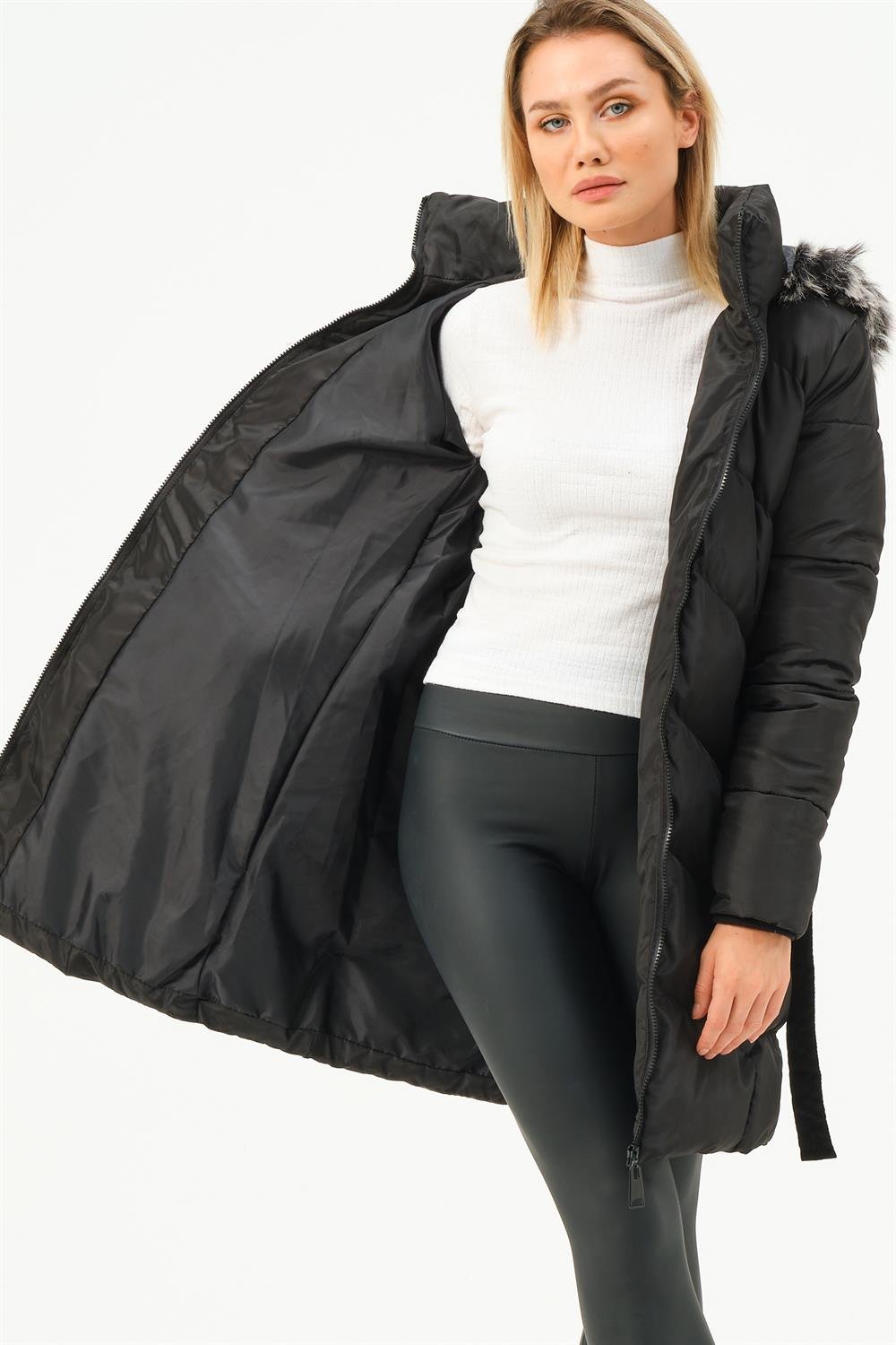 Z6768 DEWBERRY BAYAN KABAN-SİYAH