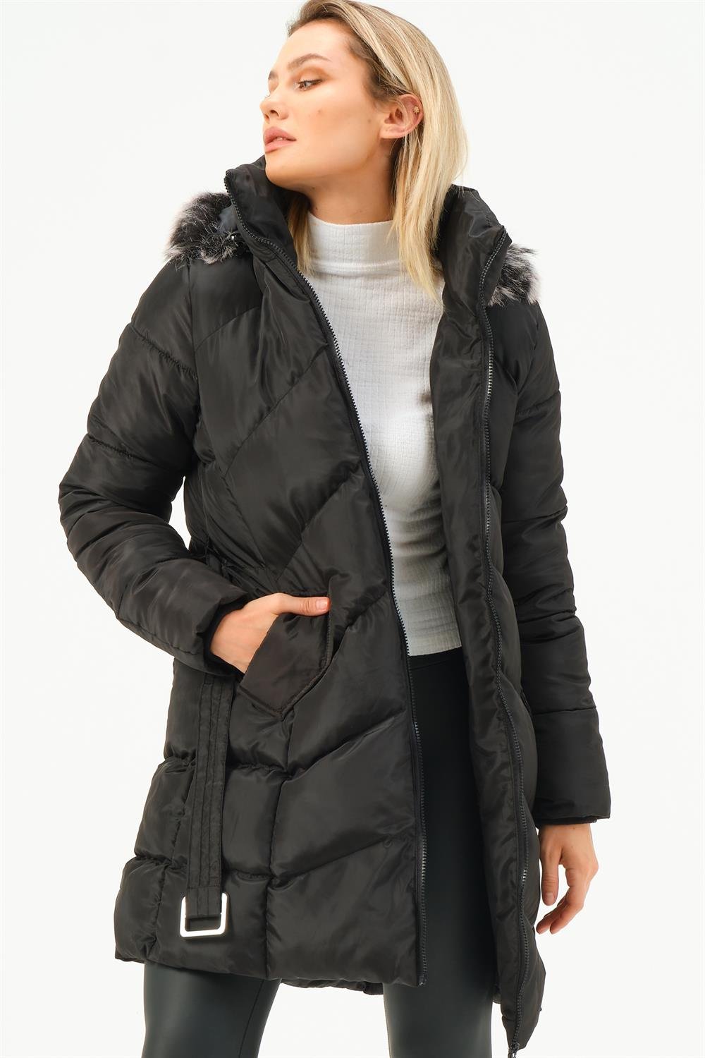 Z6768 DEWBERRY BAYAN KABAN-SİYAH