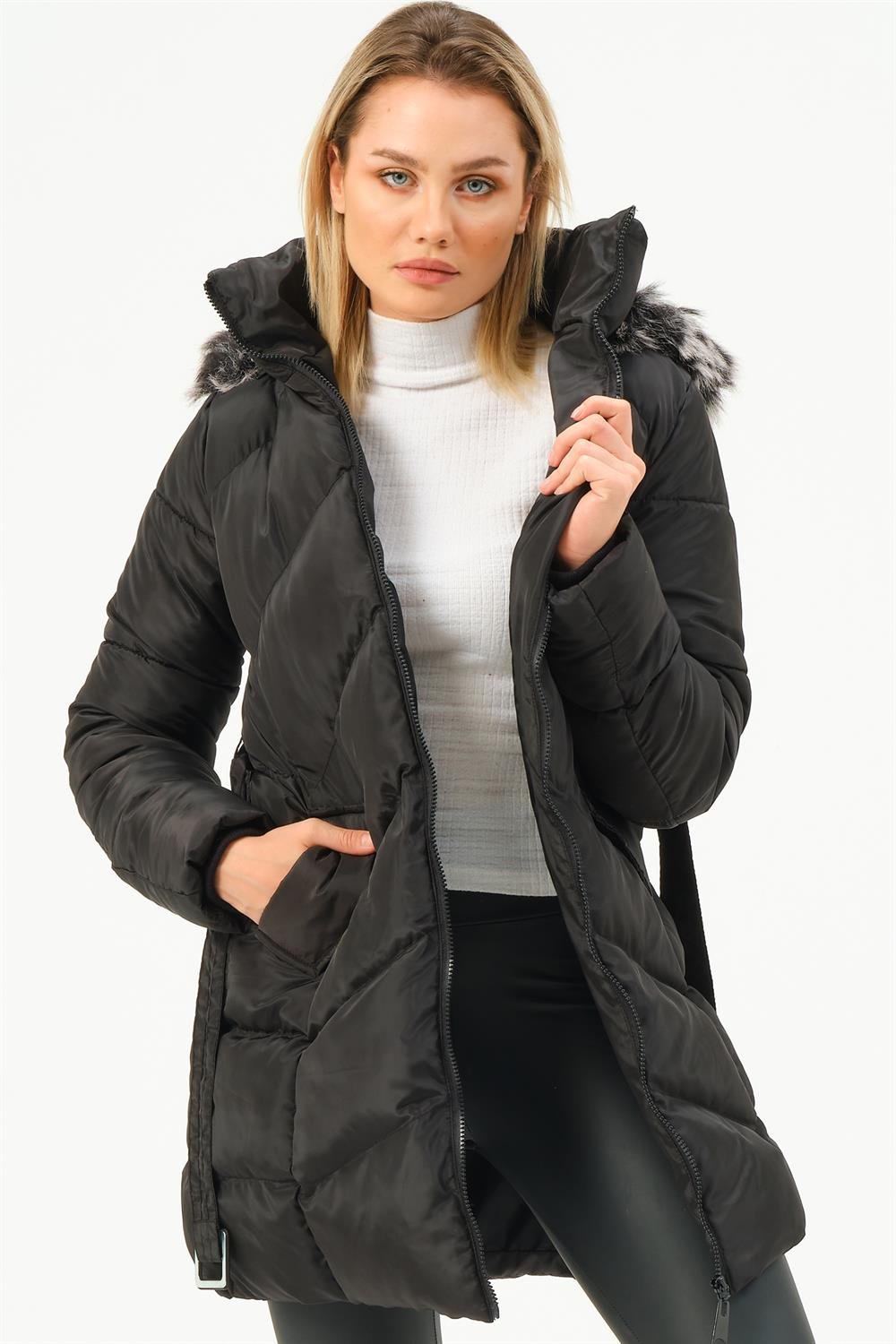 Z6768 DEWBERRY BAYAN KABAN-SİYAH