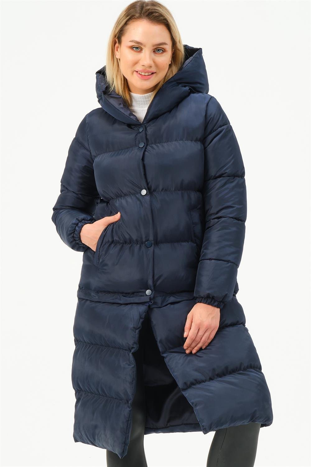 Z6772 DEWBERRY KISALTILABİLİR BAYAN KABAN-LACİVERT