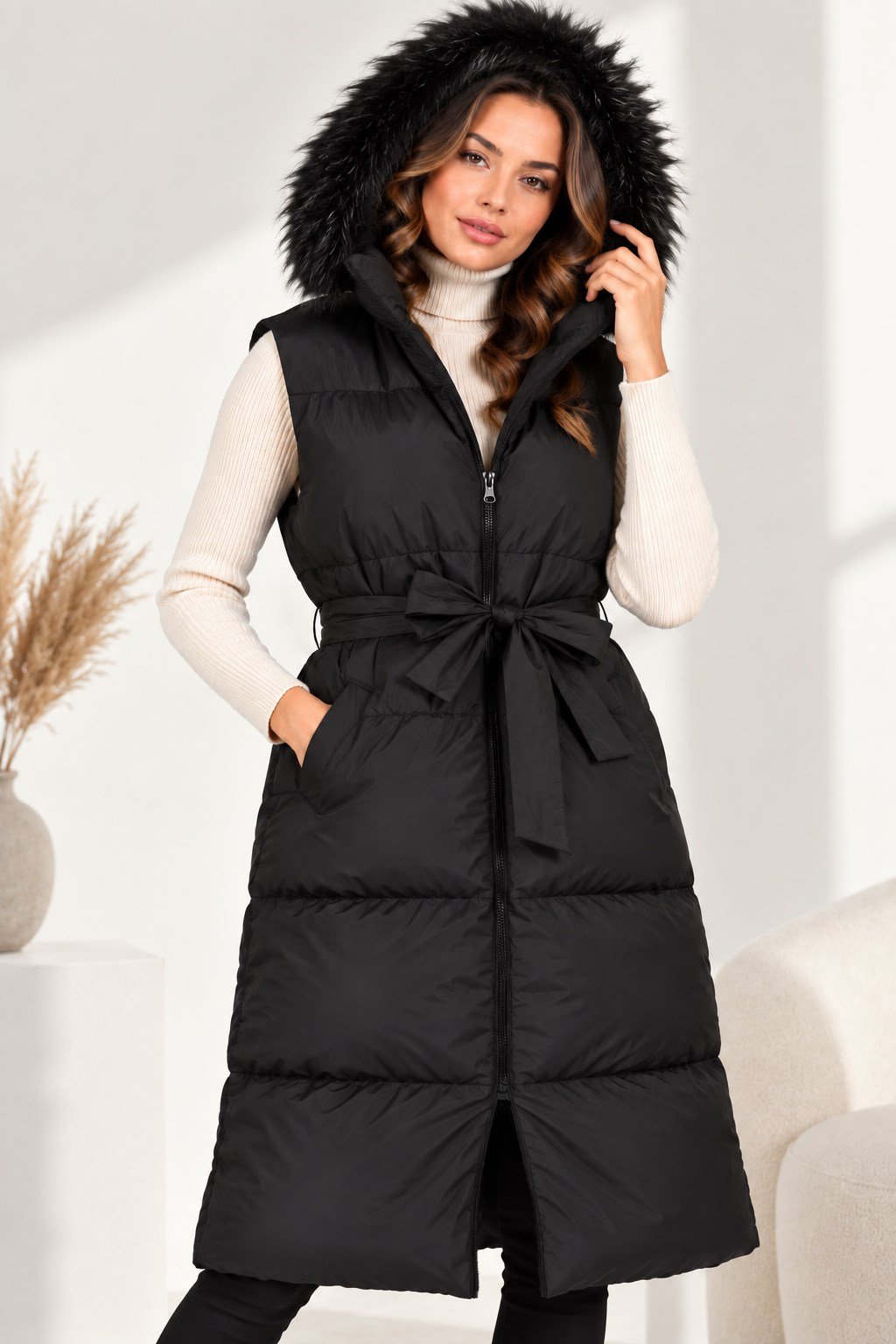 Z8744 DEWBERRY BAYAN YELEK-SİYAH-1