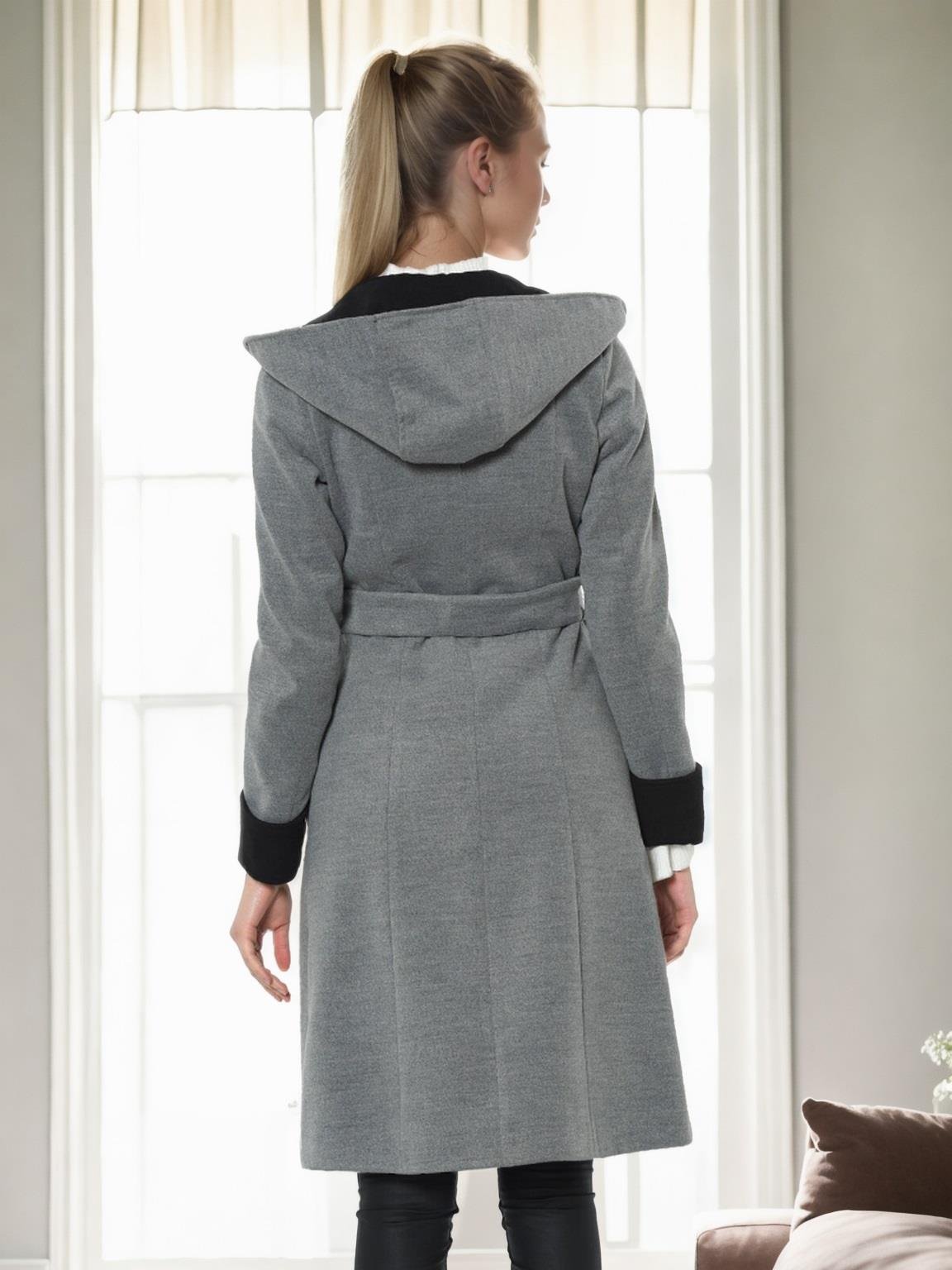 Z9422 DEWBERRY BAYAN PALTO-GRİ