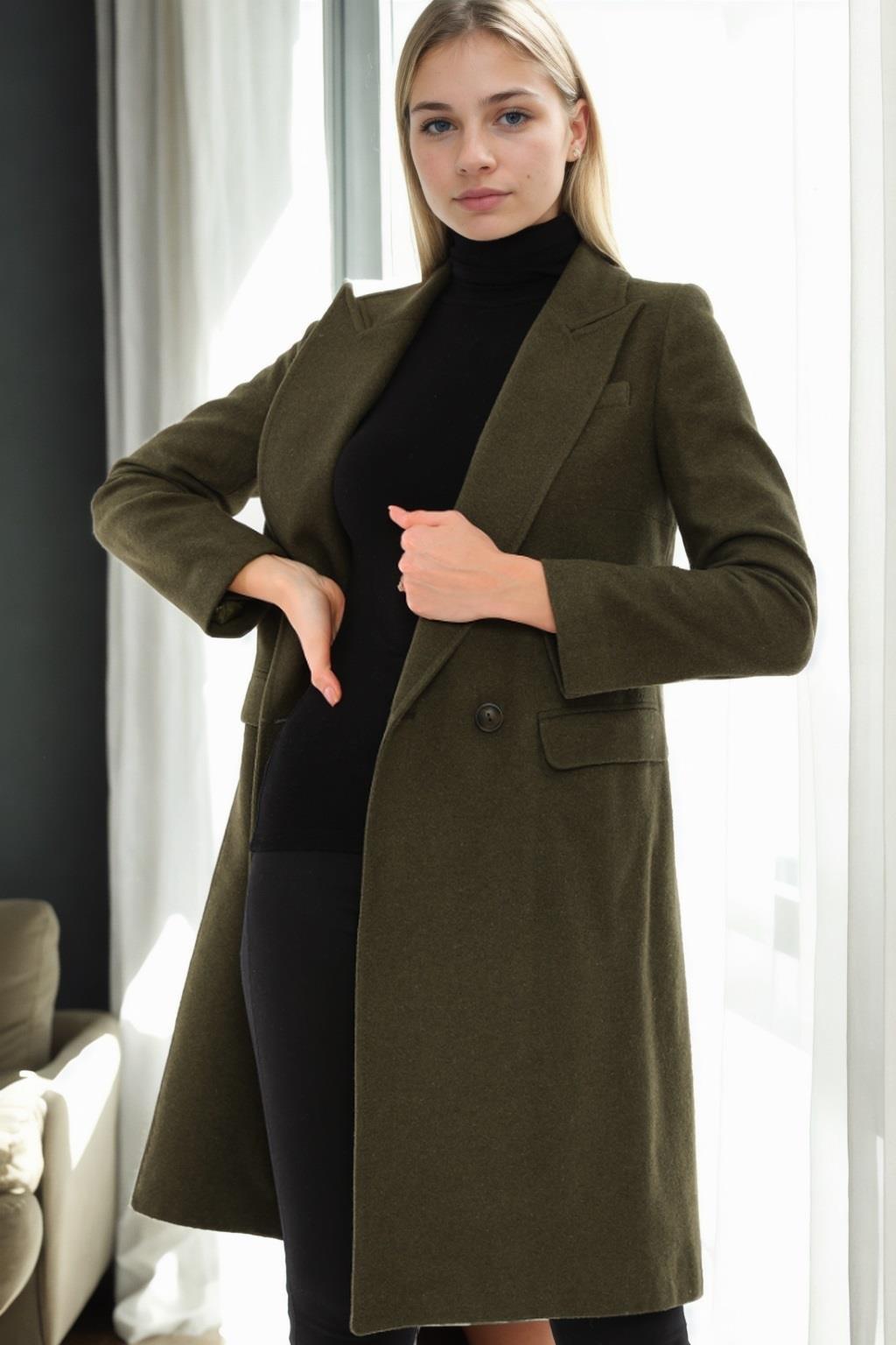 Z9672 DEWBERRY BAYAN PALTO-HAKİ