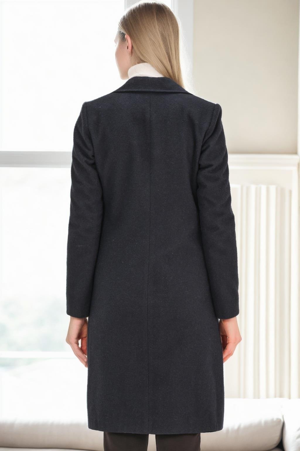 Z9672 DEWBERRY BAYAN PALTO-LACİVERT