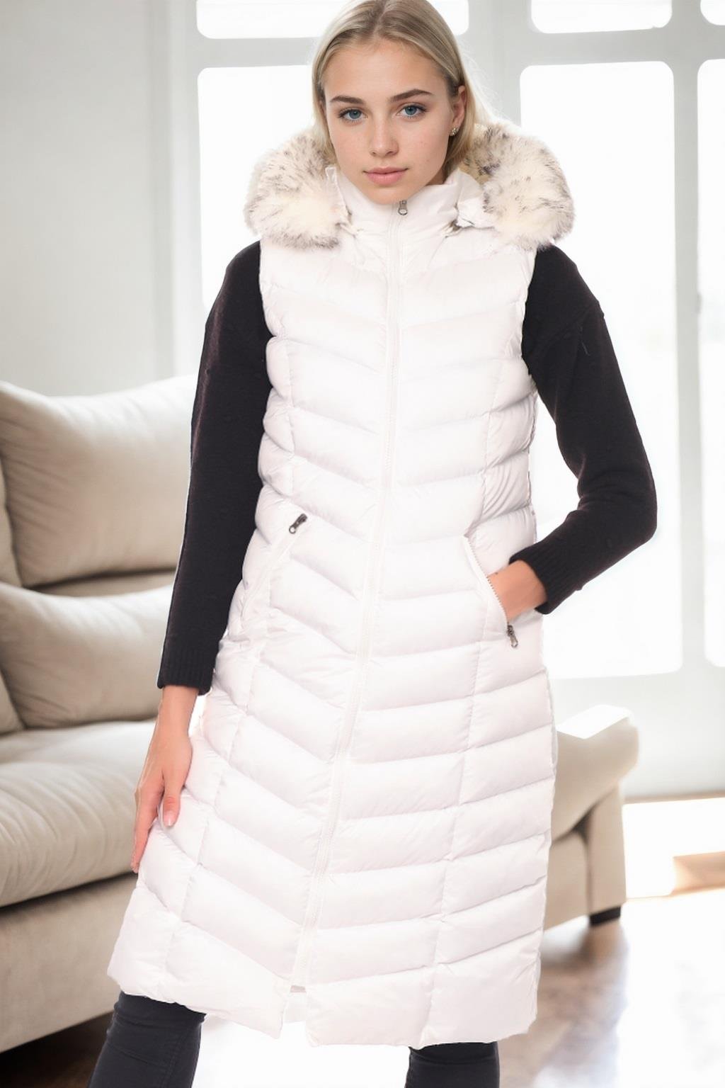 Z9684 DEWBERRY BAYAN YELEK-BEYAZ