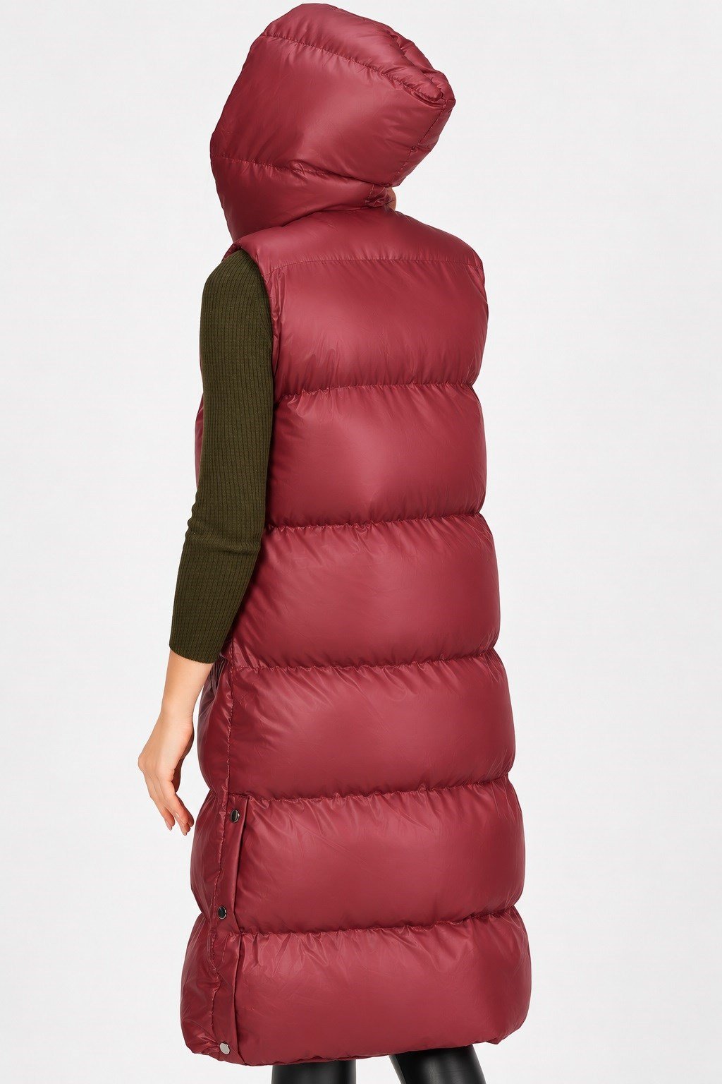 Z9734 DEWBERRY XEXESE BAYAN YELEK-DÜZ BORDO