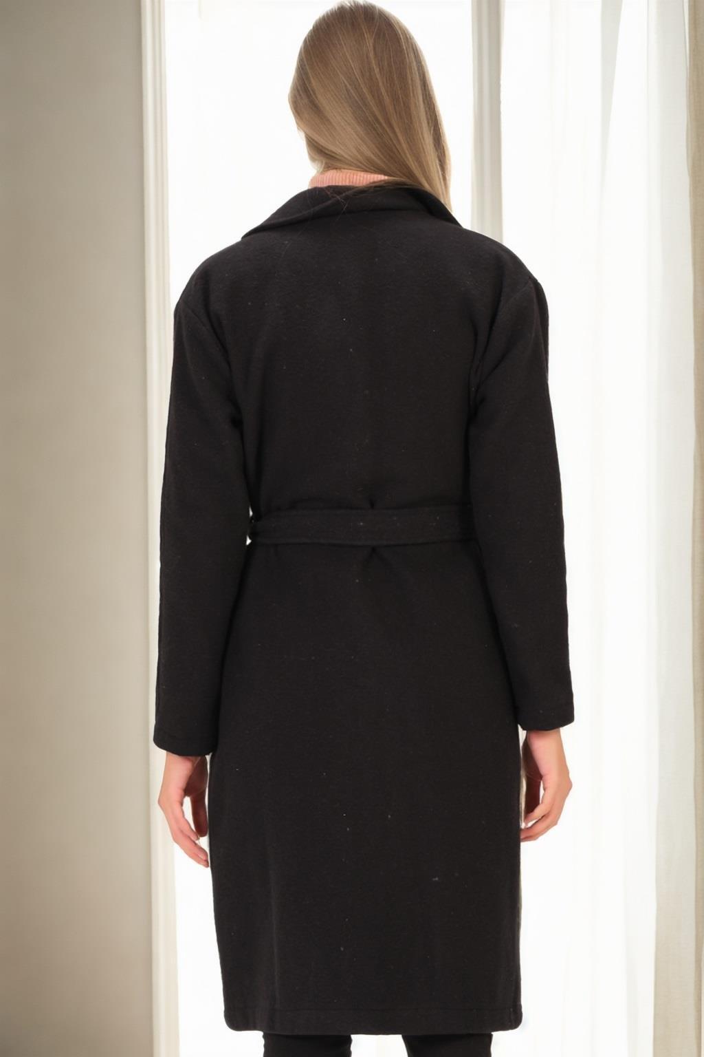 Z9765 DEWBERRY BAYAN PALTO-SİYAH