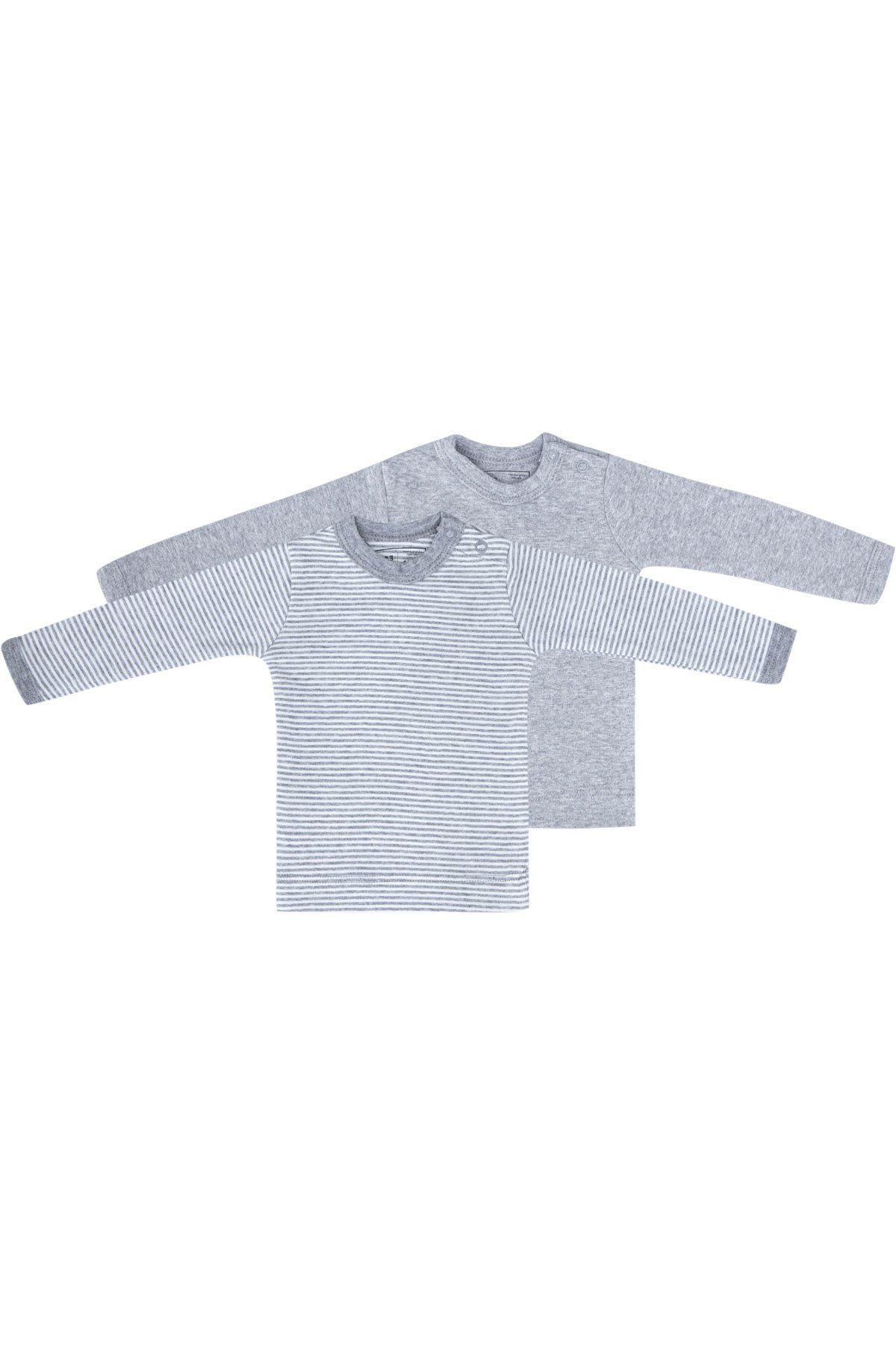 2 li Uzun Kollu Desensiz Bebek Tişörtü