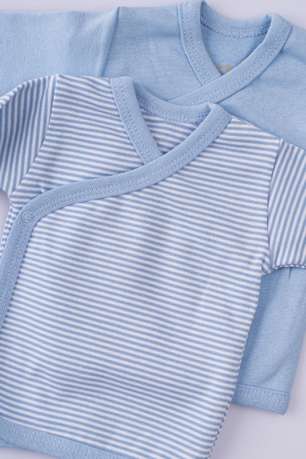 2'li Uzun Kollu Yandan Kapama Bebek Tişörtü MaviTişört 2'li Uzun Kollu Yandan Kapama Bebek Tişörtü Mavi Uygun Bebe