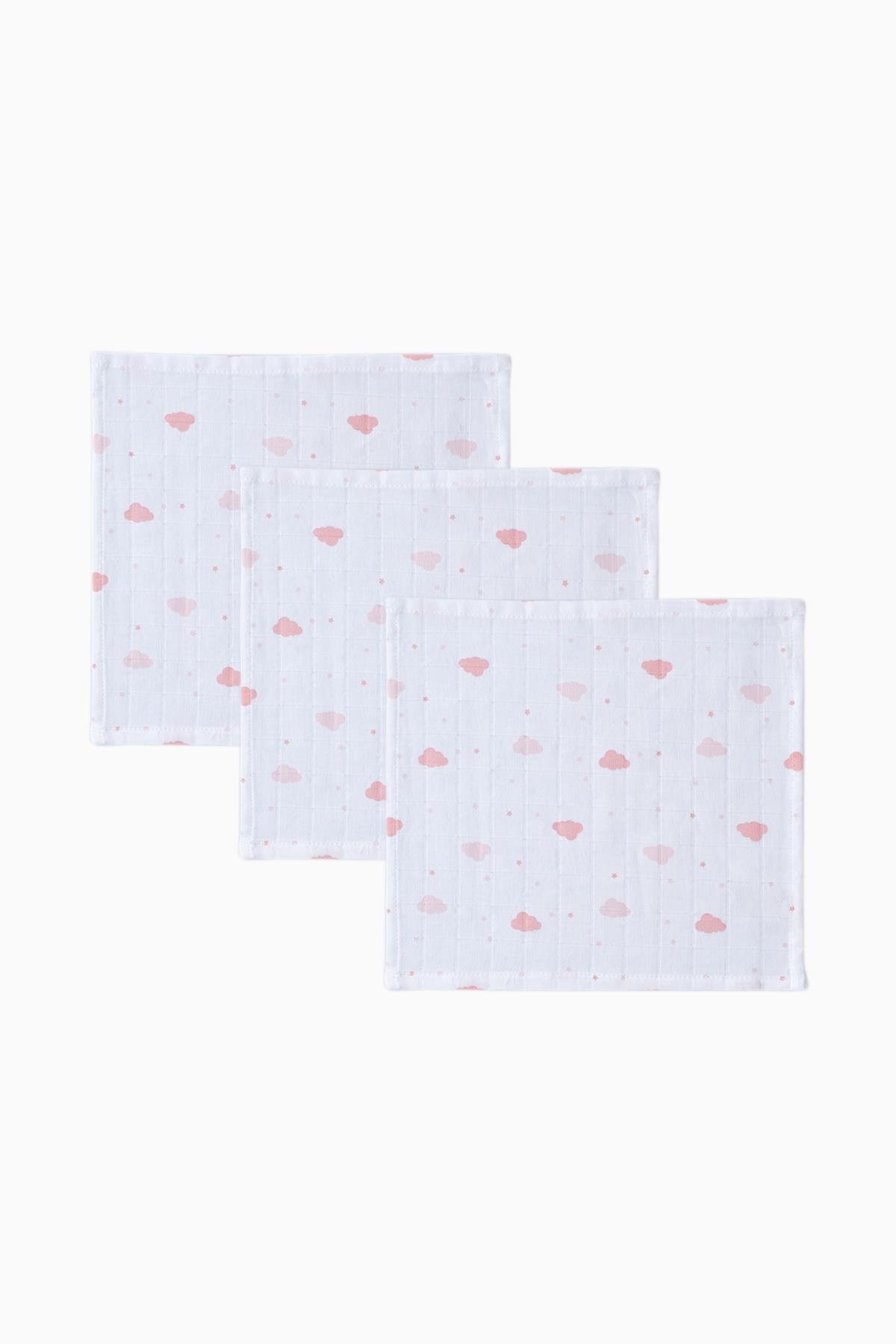 3'lü Müslin Bebek Ağız Bezi Bulut Desenli Pembe 25x25 cmAğız Bezi 3'lü Müslin Bebek Ağız Bezi Bulut Desenli Pembe 25x25 cm Uygun Bebe
