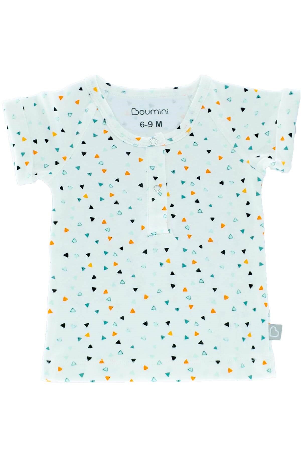 Alt Üst Takım Boumini Erkek Bebek Çocuk Tişört Şort Takım Üçgenler Siyah Boumini