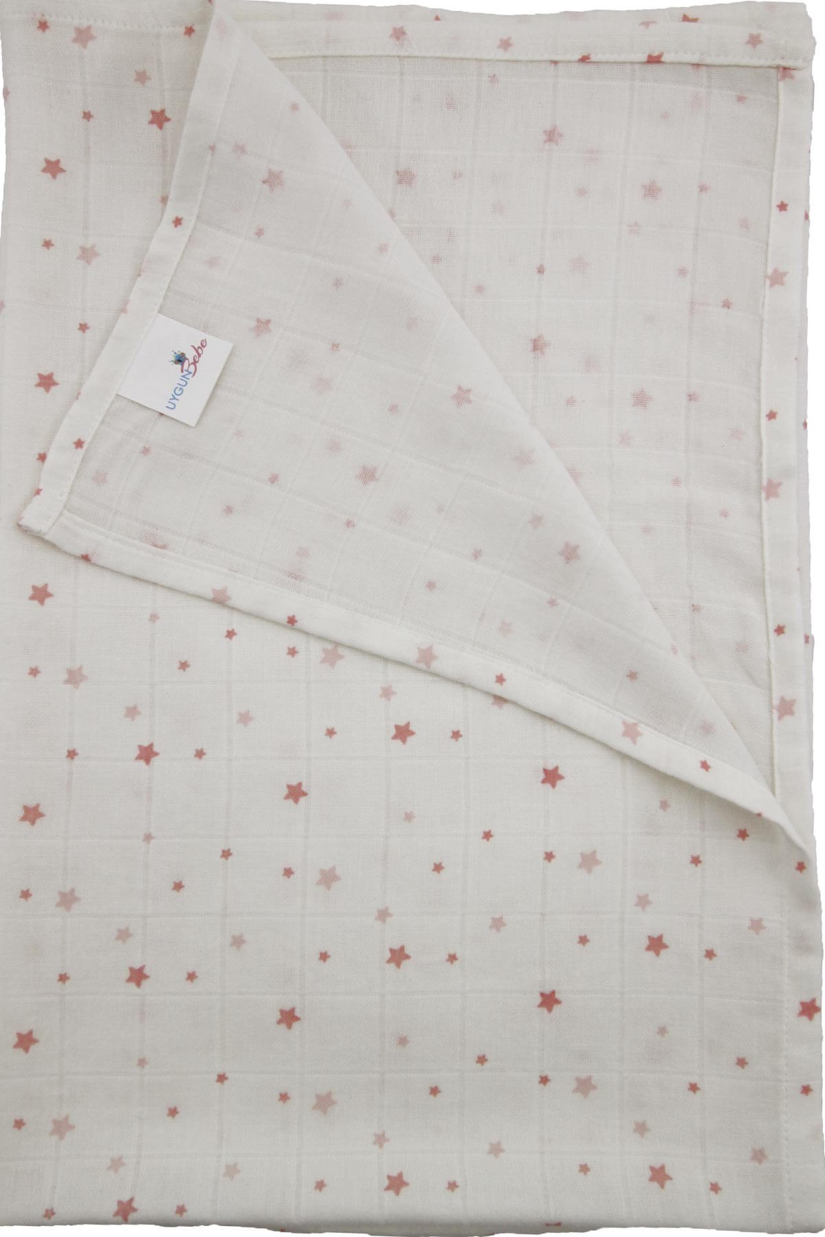 Battaniye Yıldız Bebek Bambu Müslin Bezi 70*70 cm Uygun Bebe